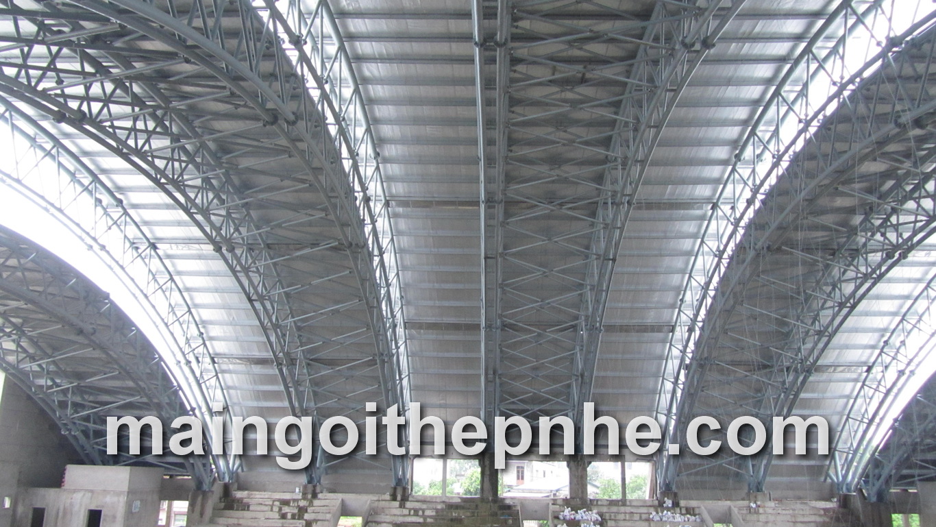 HỆ VÌ KÈO THÉP MẠ MÁI KHÔNG GIAN 